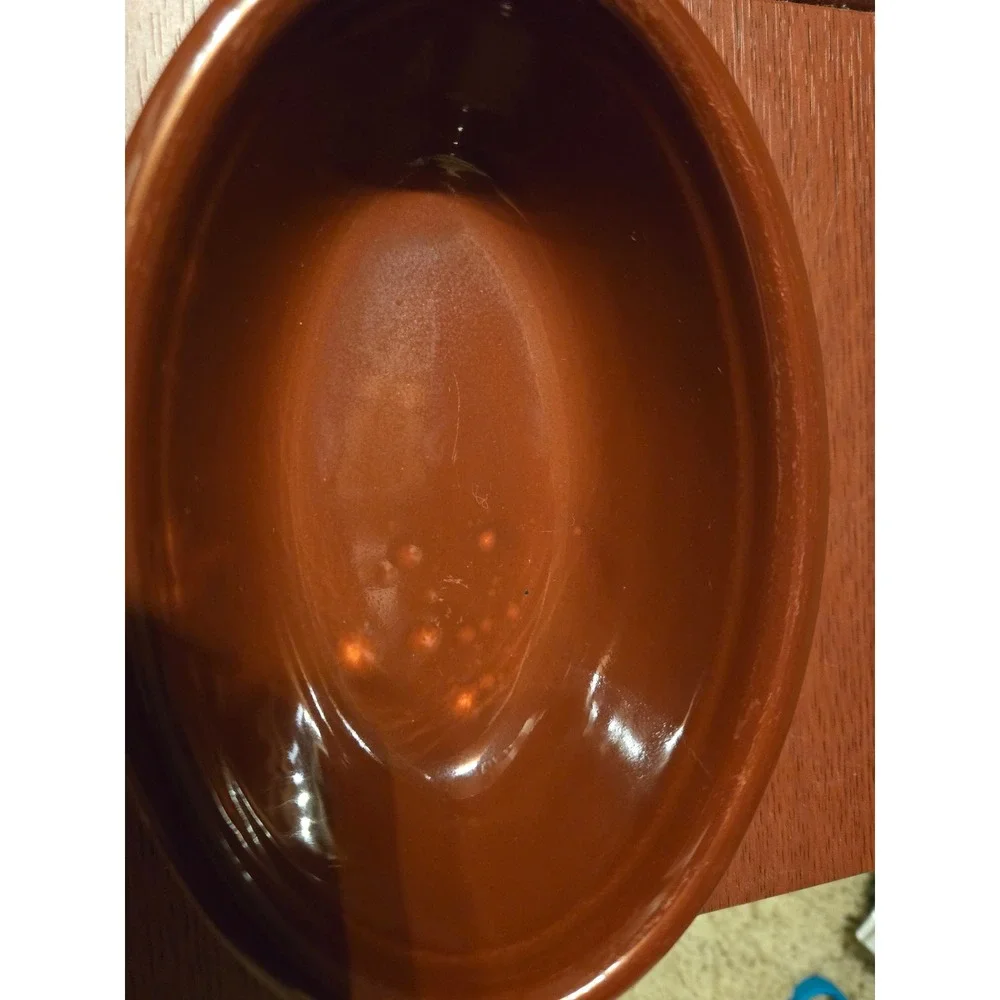 Vintage Genuine Oven Serve Ware Brown Glazed Ceramic Oval Baking Dish USA Made